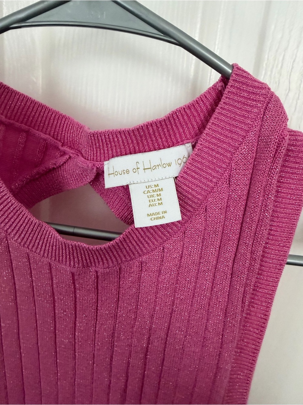 House of Harlow 1960 Sleeveless Ribbed Maxi Dress in Bright Pink - Picture 3 of 5